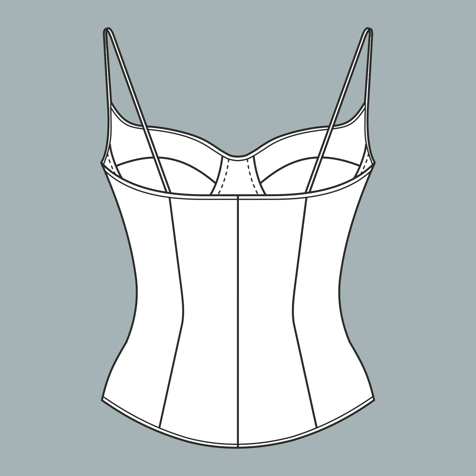Выкройка корсета с чашками (с выходом под бретель)