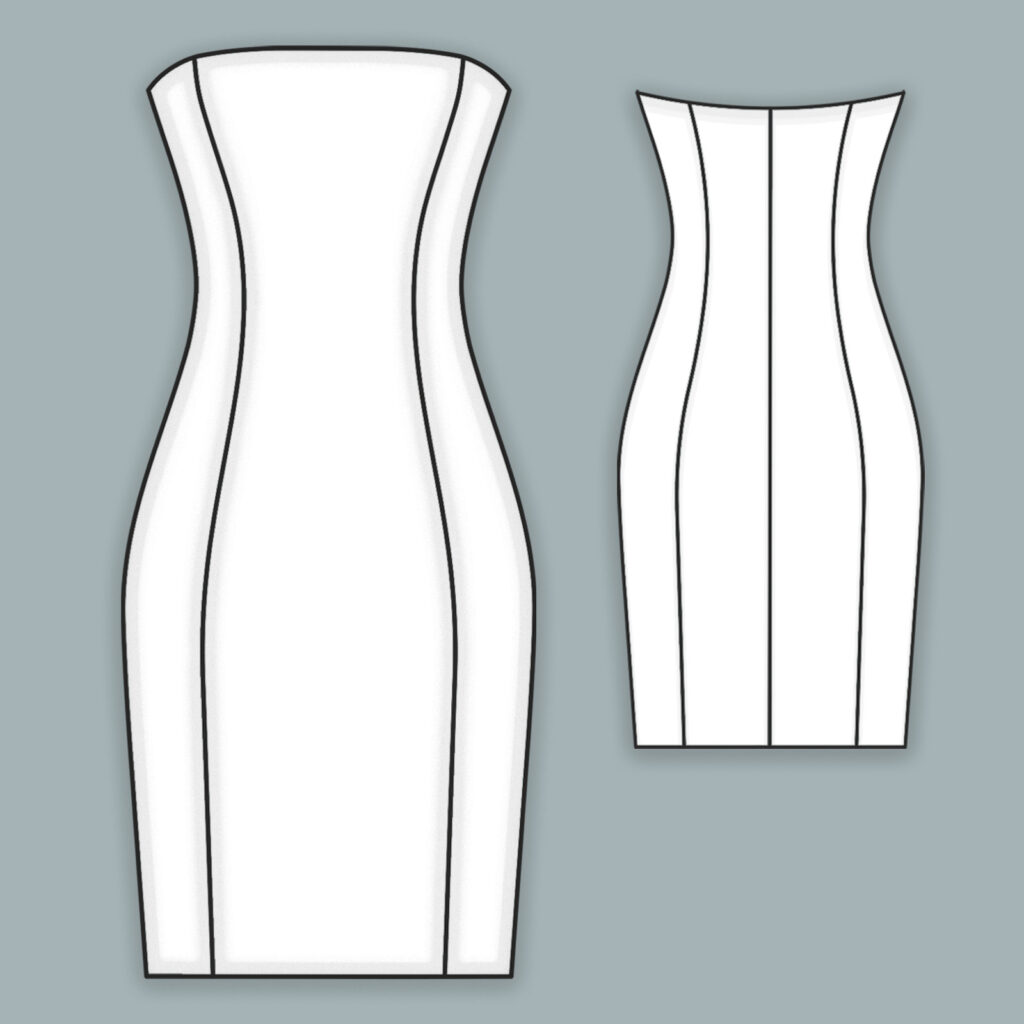 Корсажное платье без бретелей. Выкройка.